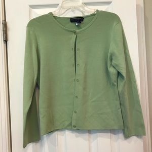 Terrific Cable & Gauge light weight green cardigan